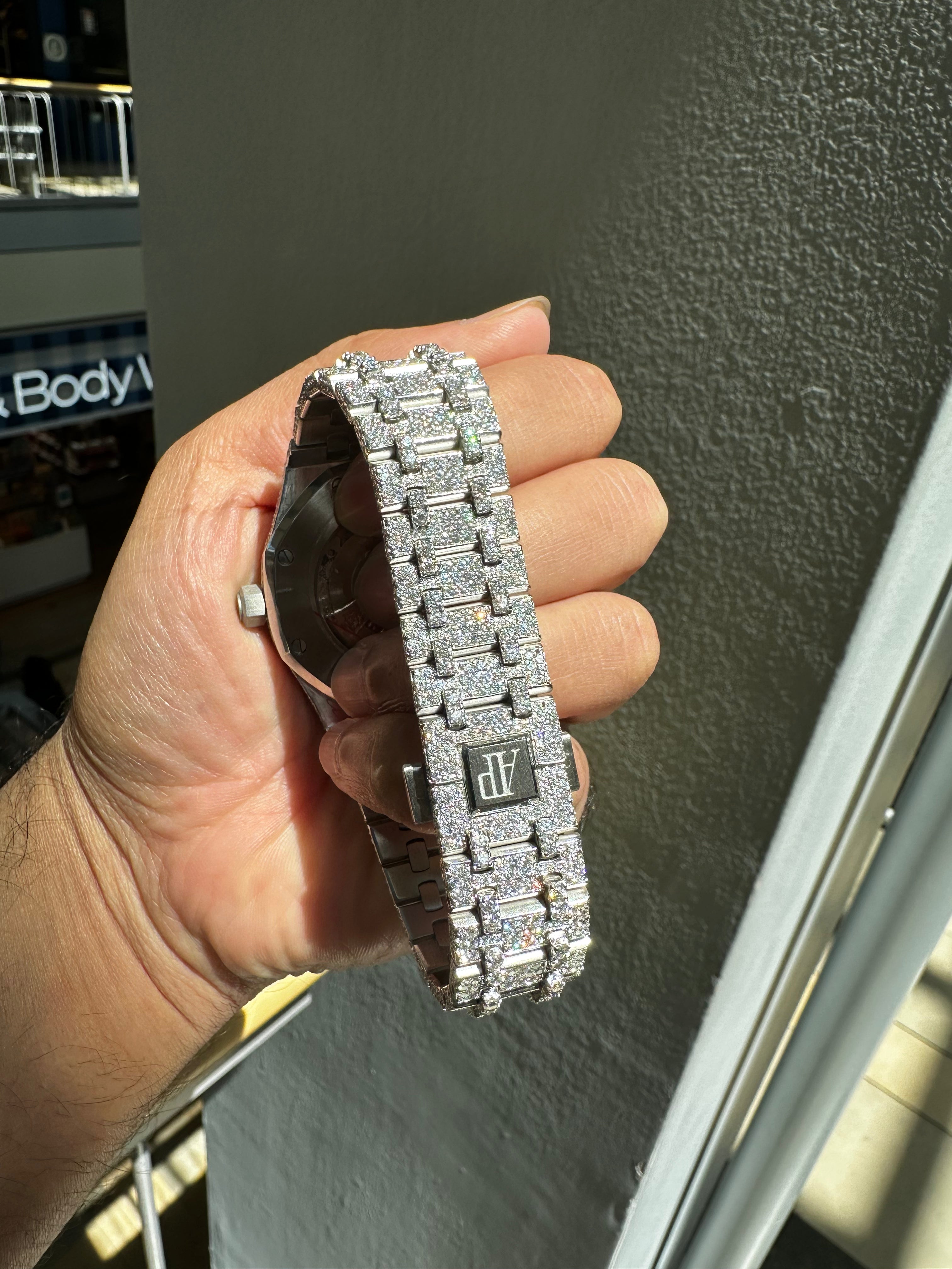 Bust Down Moissanite Watch | 44MM | 14K White Gold