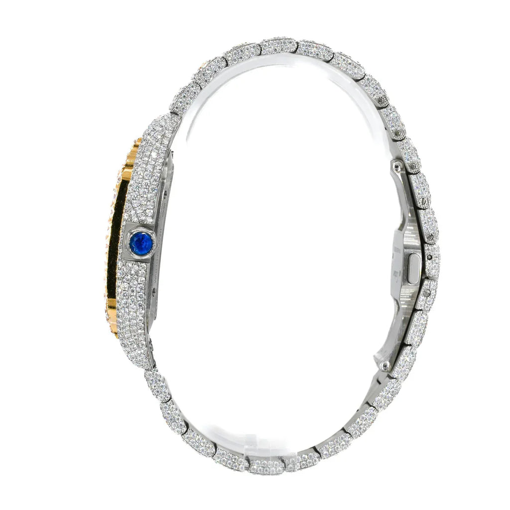 CS SKELETON TWO-TONE | Stainless Steel 41mm Moissanite Watch |20CT